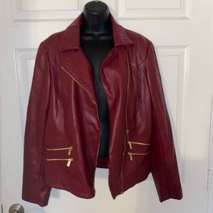 Calvin Klein red leather jacket